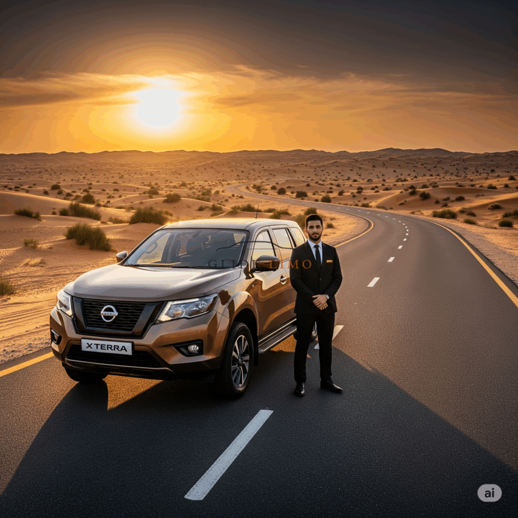 Nissan X Terra 2024 with driver in dubai by glidelimo