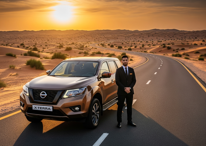 Nissan X Terra 2024 with driver in dubai by glidelimo