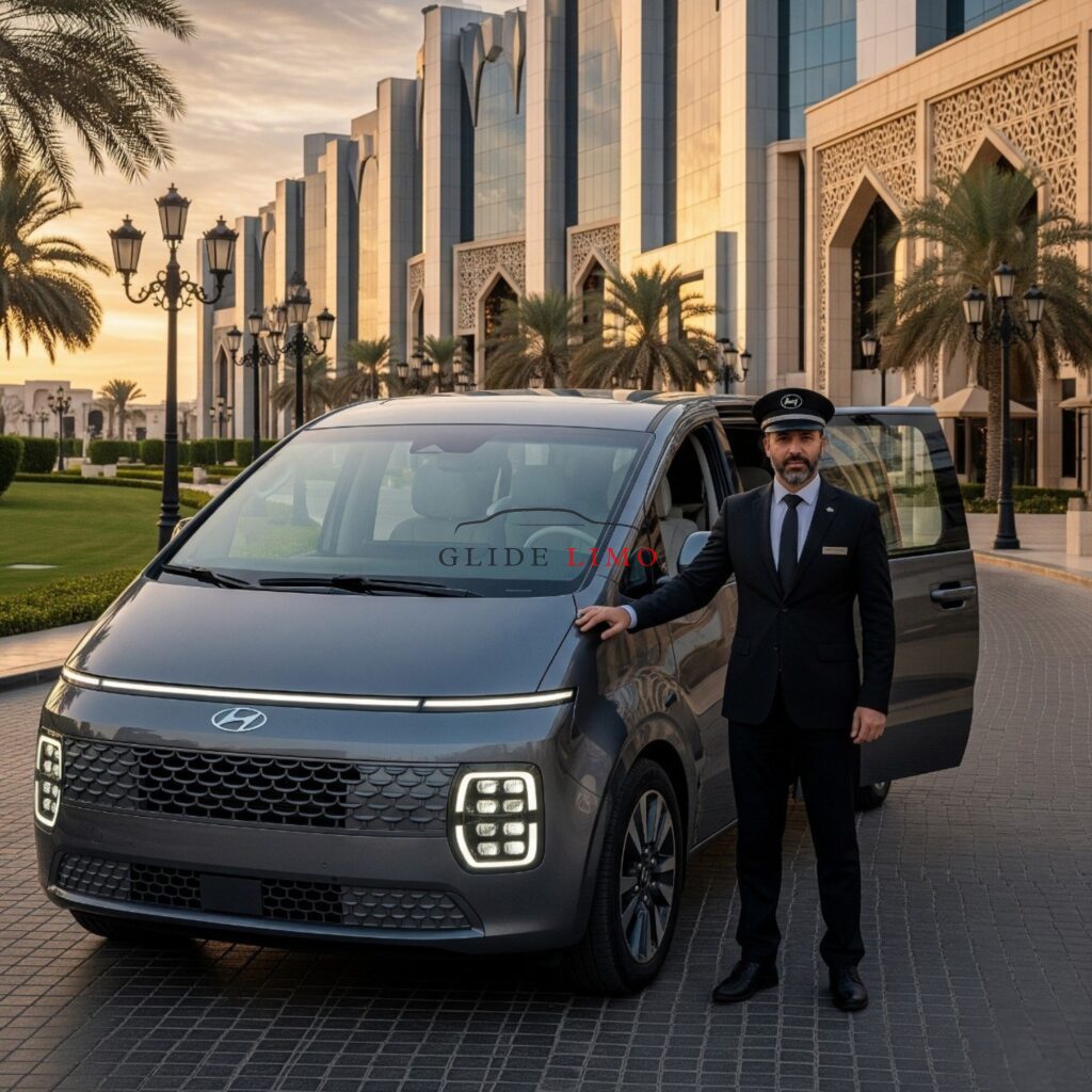 Hyundai Staria 2025 with driver in dubai by glidelimo