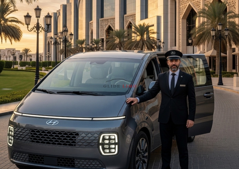 Hyundai Staria 2025 with driver in dubai by glidelimo