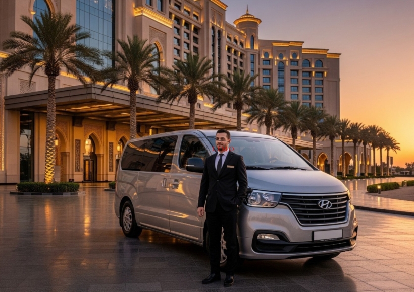 Hyundai H1 - 11 Pax 2023 with driver in dubai by glidelimo