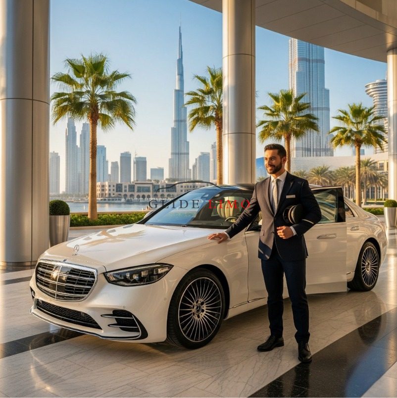 Mercedes Benz S 500 White with Driver in Al Ain by glidelimo with Chauffeur Service