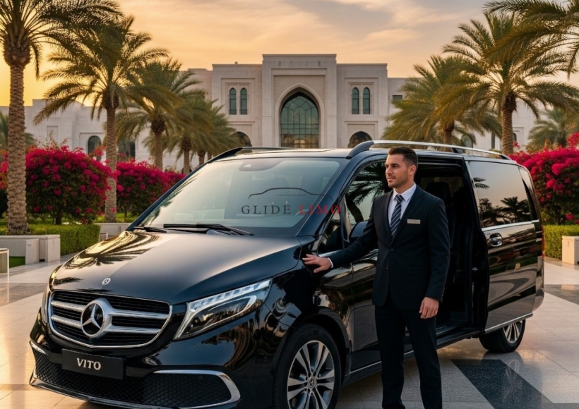 Mercedes Benz VITO 2023 with driver in dubai by glidelimo