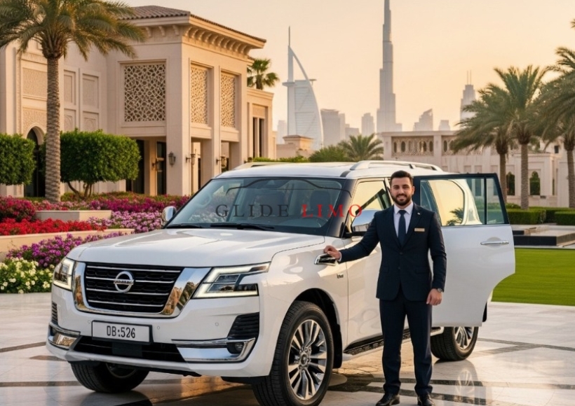 Nissan Patrol Platinum 2023 by glidelimo with Chauffeur Service