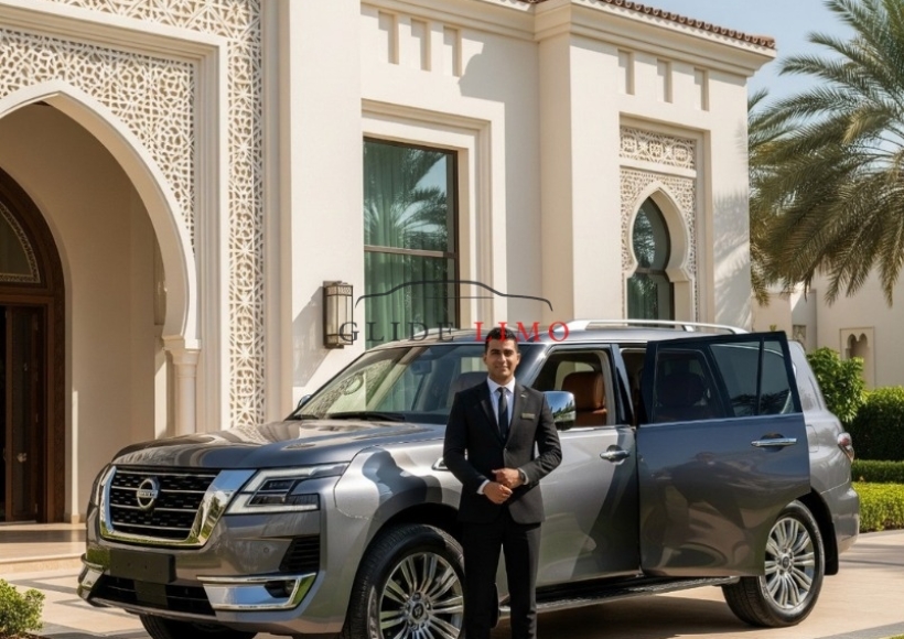 Rent Nissan Patrol Platinum 2025 by glidelimo with Chauffeur Service