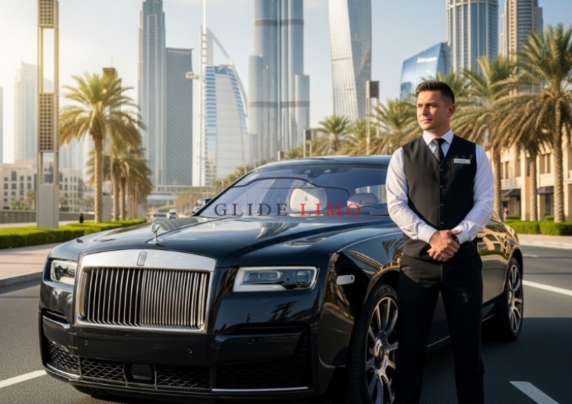 Rolls Royce Ghost 2024 with driver in dubai by glidelimo