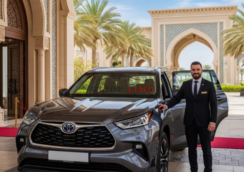 Rent a Toyota Highlander 2025 with driver in dubai by glidelimo