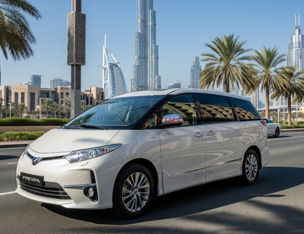 Toyota Previa 2021 with driver in dubai by glidelimo