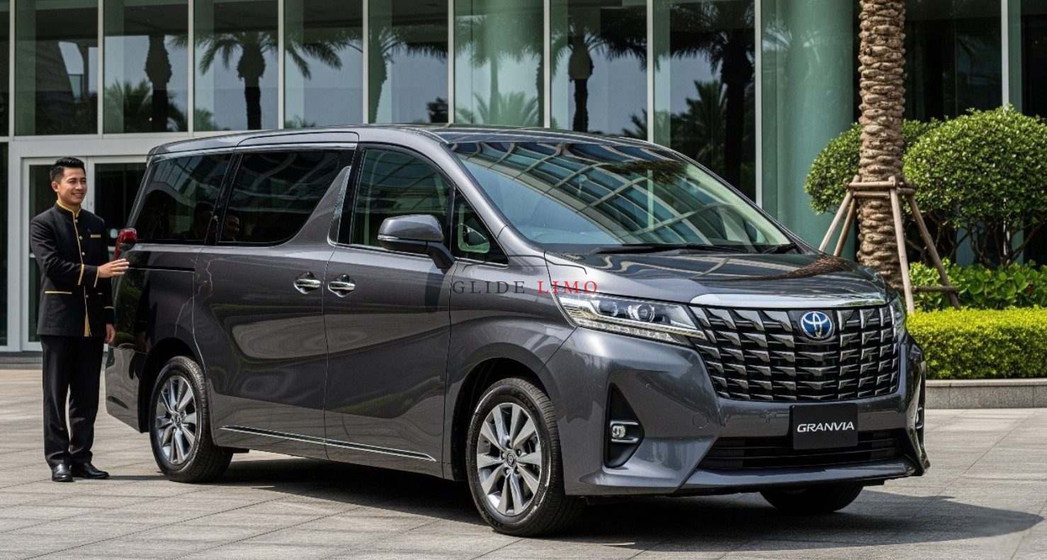 Toyota Granvia 2024 by glidelimo with driver in dubai