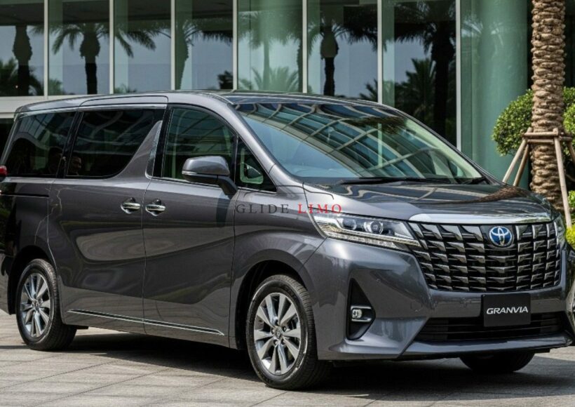 Toyota Granvia 2024 by glidelimo with driver in dubai